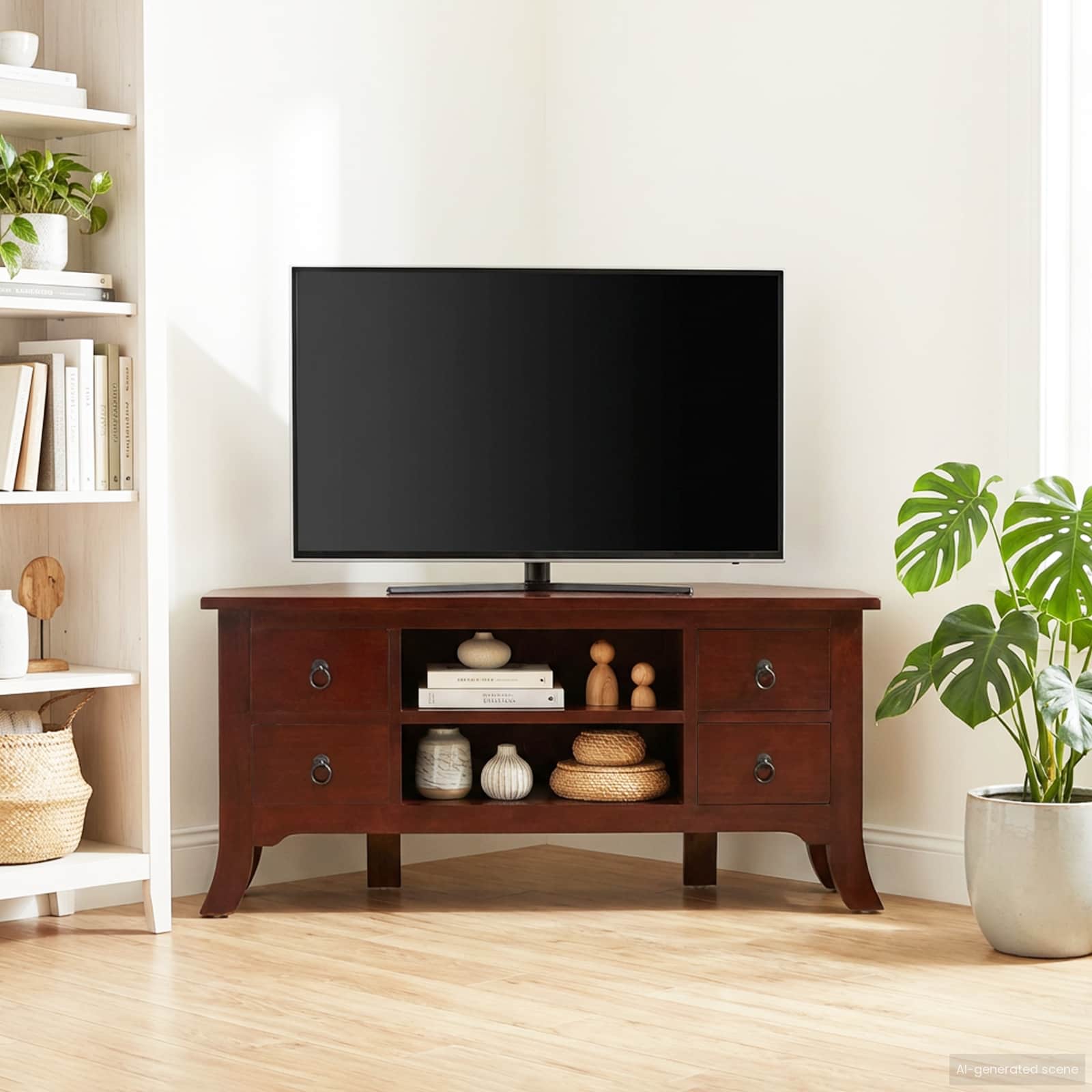 Ντουλάπι TV με ράφι Καφέ 100 x 40,5 x 46 εκ. Στερεό ξύλο Μαόνι - Pakobazaar
