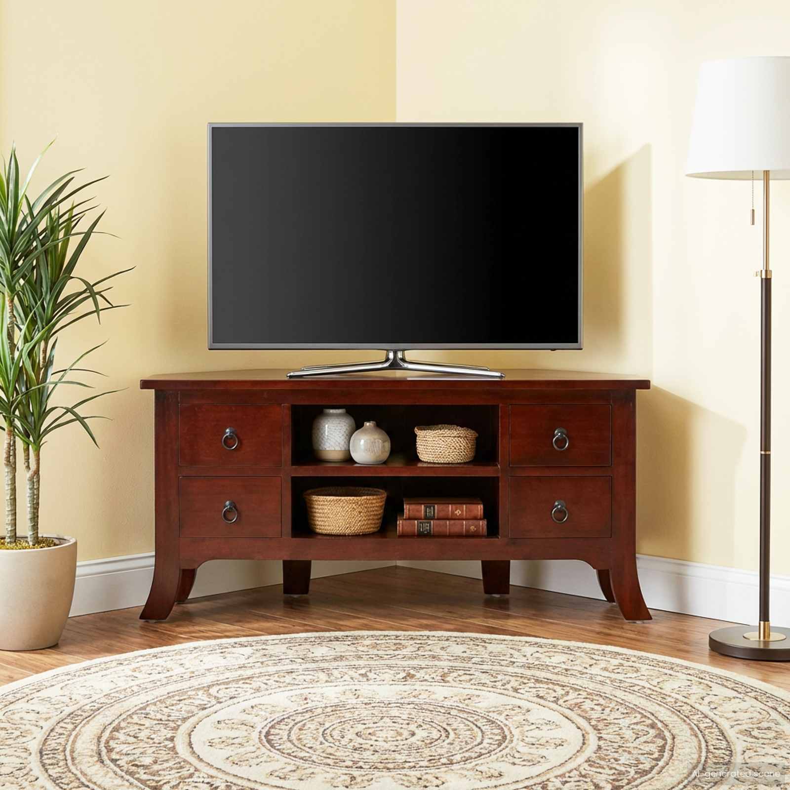 Ντουλάπι TV με ράφι Καφέ 100 x 40,5 x 46 εκ. Στερεό ξύλο Μαόνι - Pakobazaar