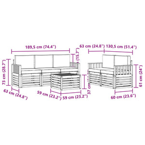 Σετ Καναπέ 6 pcs Φυσικό και Μπεζ Στερεό Ξύλο Ακακίας - Pakobazaar