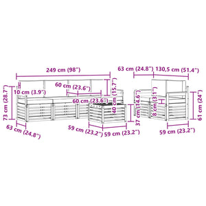 Σειρά Καναπέ Εξωτερικού με μαξιλάρι 7 pcs Φυσικό και Ανθρακί - Pakobazaar
