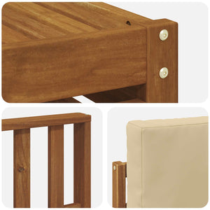 Σετ Καναπέ 7 pcs Φυσικό και Μπεζ Στερεό Ξύλο Ακακίας - Pakobazaar