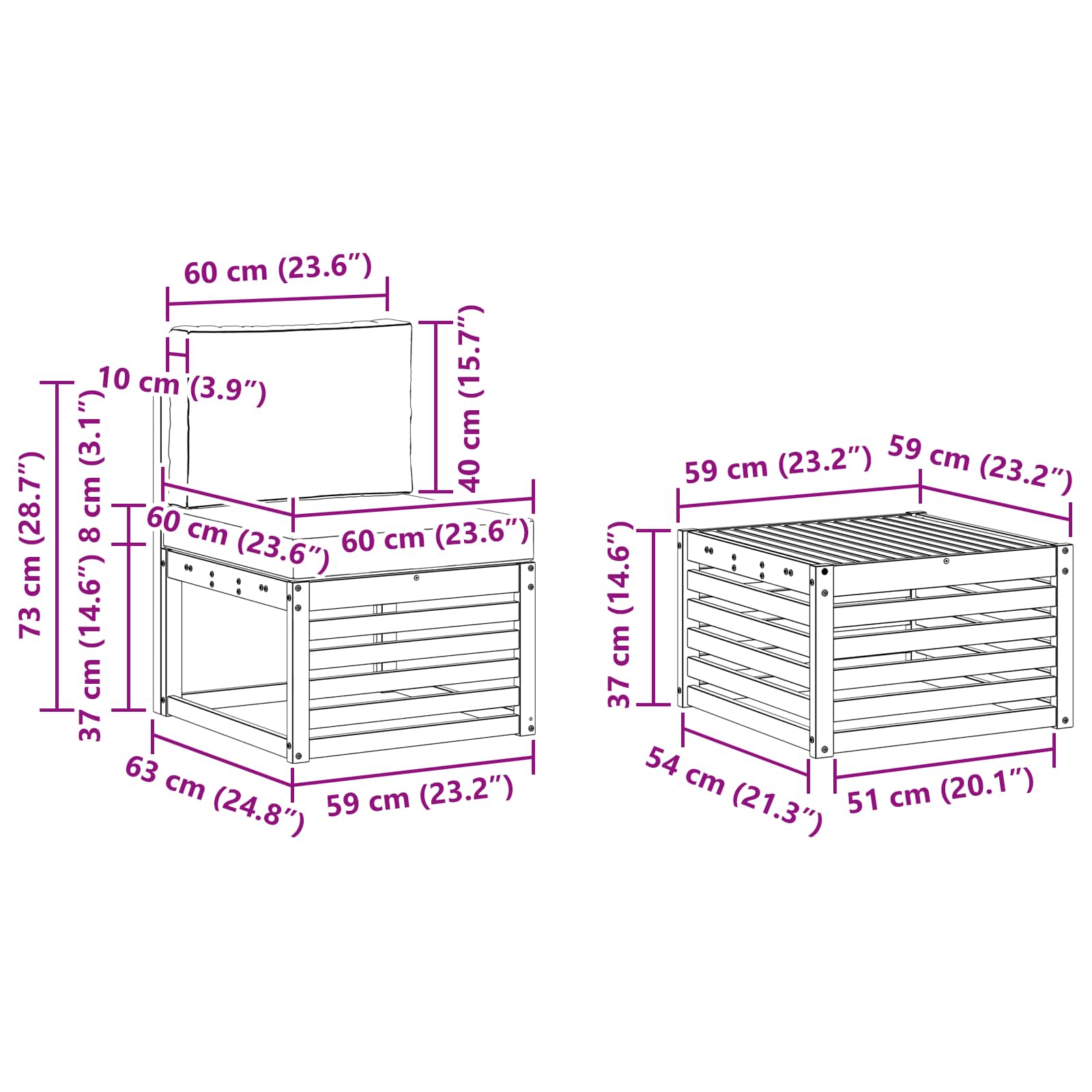 Σειρά Καναπέ Εξωτερικού με μαξιλάρι 7 pcs Φυσικό και Ανθρακί - Pakobazaar