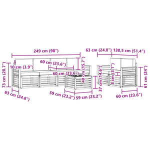 Σειρά Καναπέ Εξωτερικού με μαξιλάρι 7 pcs Φυσικό και Ανθρακί - Pakobazaar