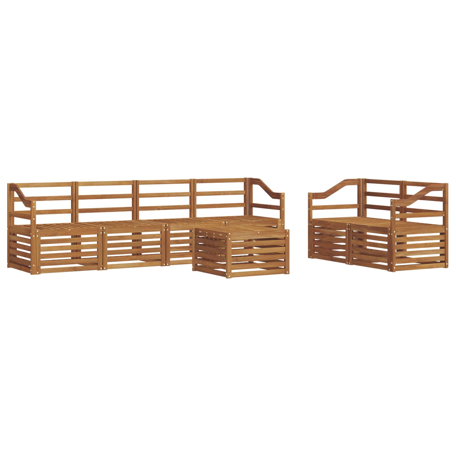 Σετ Καναπέ 7 pcs Φυσικό Στερεό Ξύλο Ακακίας - Pakobazaar