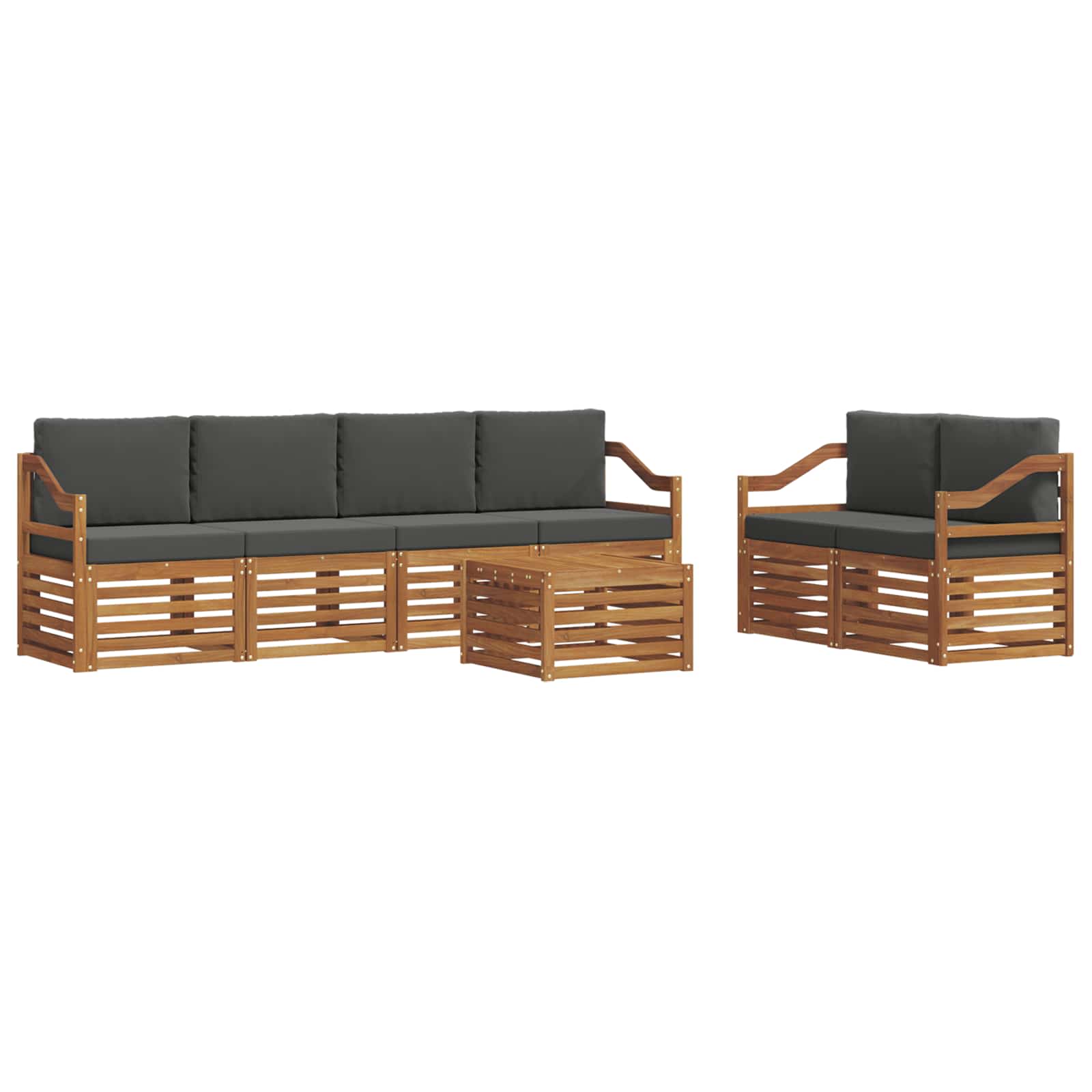 Σειρά Καναπέ Εξωτερικού με μαξιλάρι 7 pcs Φυσικό και Ανθρακί - Pakobazaar