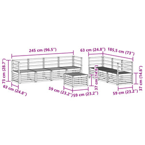 Σετ Καναπέ 8 pcs Φυσικό Στερεό Ξύλο Ακακίας - Pakobazaar