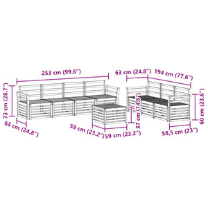 Σετ Καναπέ 8 pcs Φυσικό Στερεό Ξύλο Ακακίας - Pakobazaar