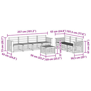 Σετ Καναπέ 8 pcs Φυσικό Στερεό Ξύλο Ακακίας - Pakobazaar