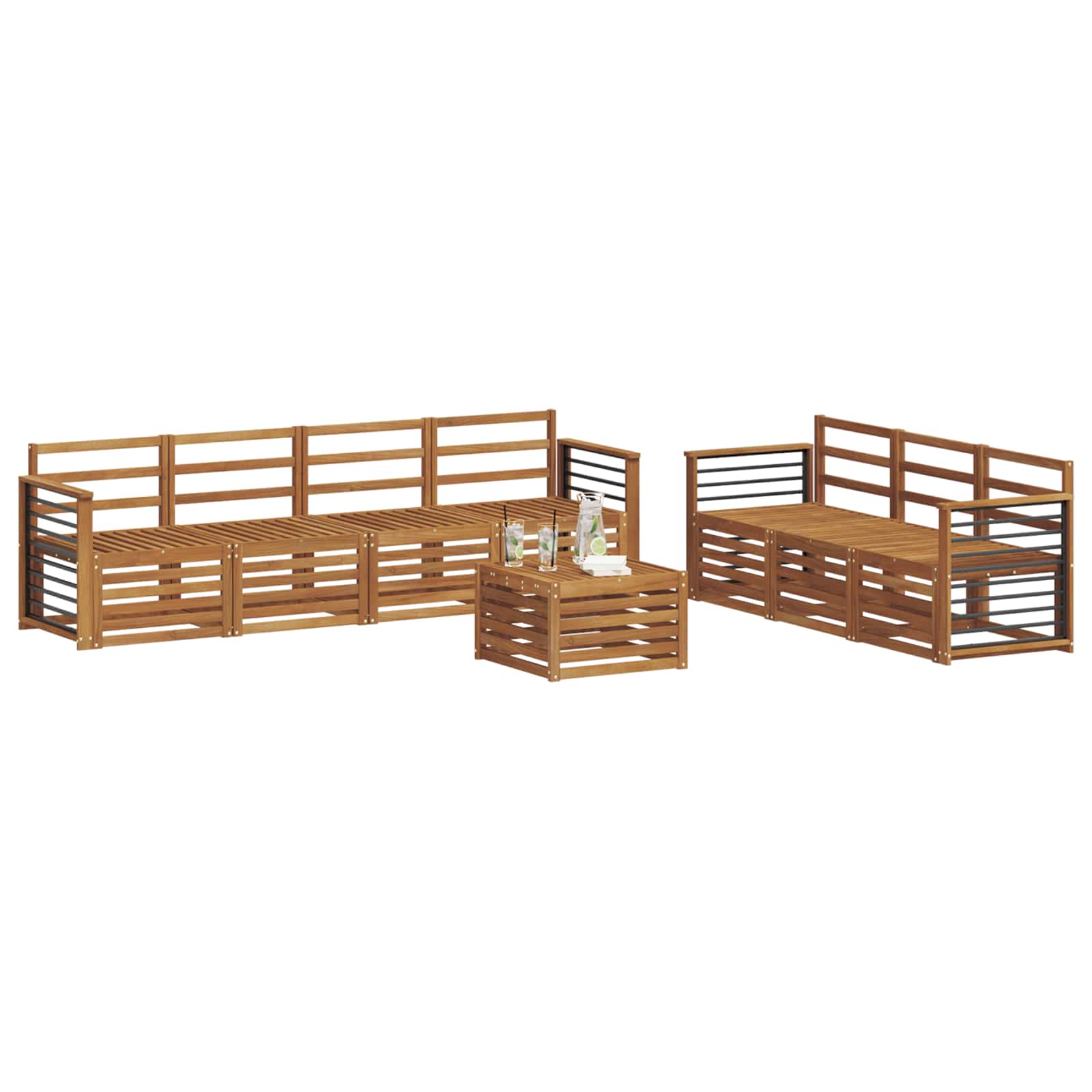 Σετ Καναπέ 8 pcs Φυσικό Στερεό Ξύλο Ακακίας - Pakobazaar