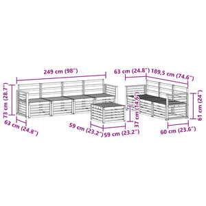 Σετ Καναπέ 8 pcs Φυσικό Στερεό Ξύλο Ακακίας - Pakobazaar