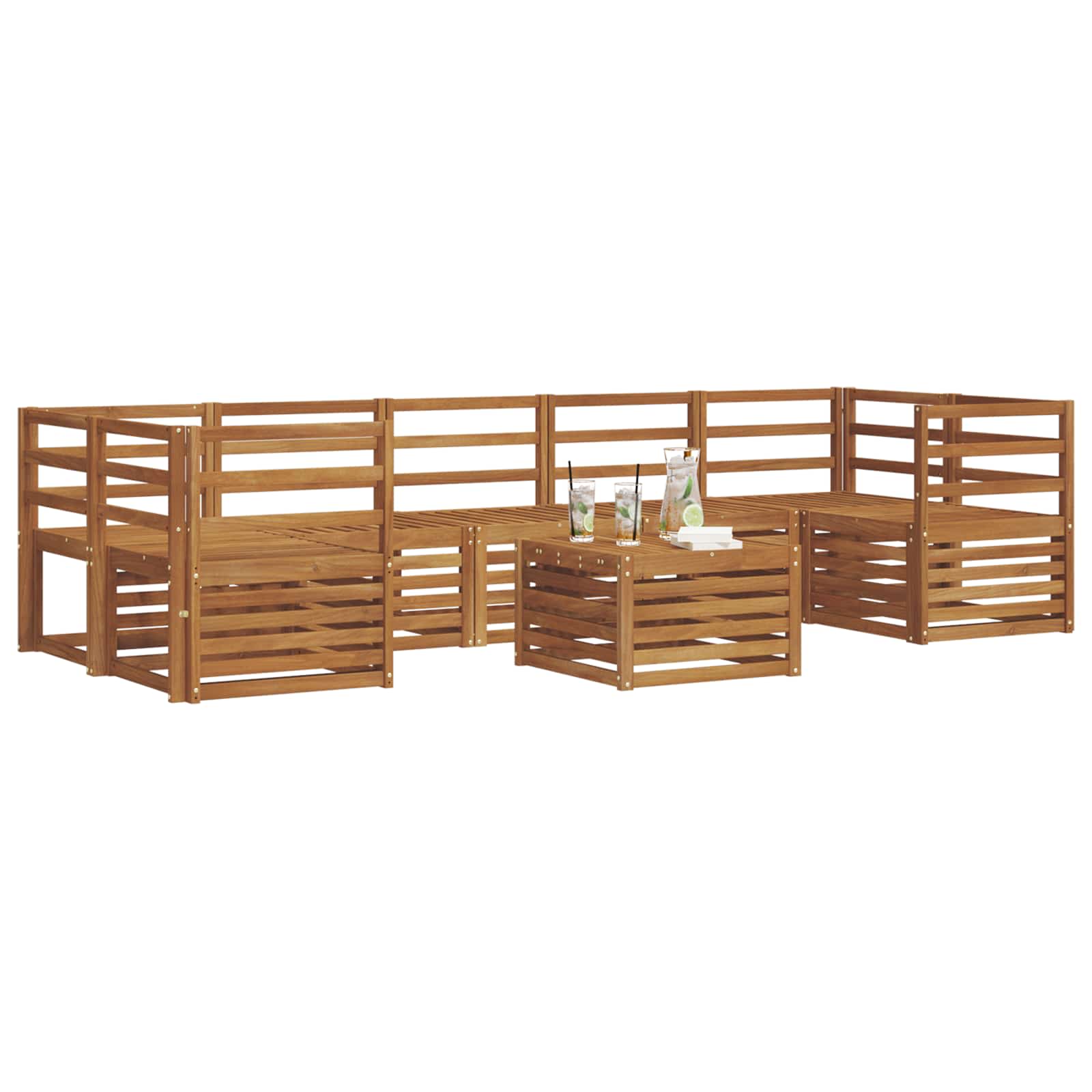 Σετ Καναπέ 8 pcs Φυσικό Στερεό Ξύλο Ακακίας - Pakobazaar