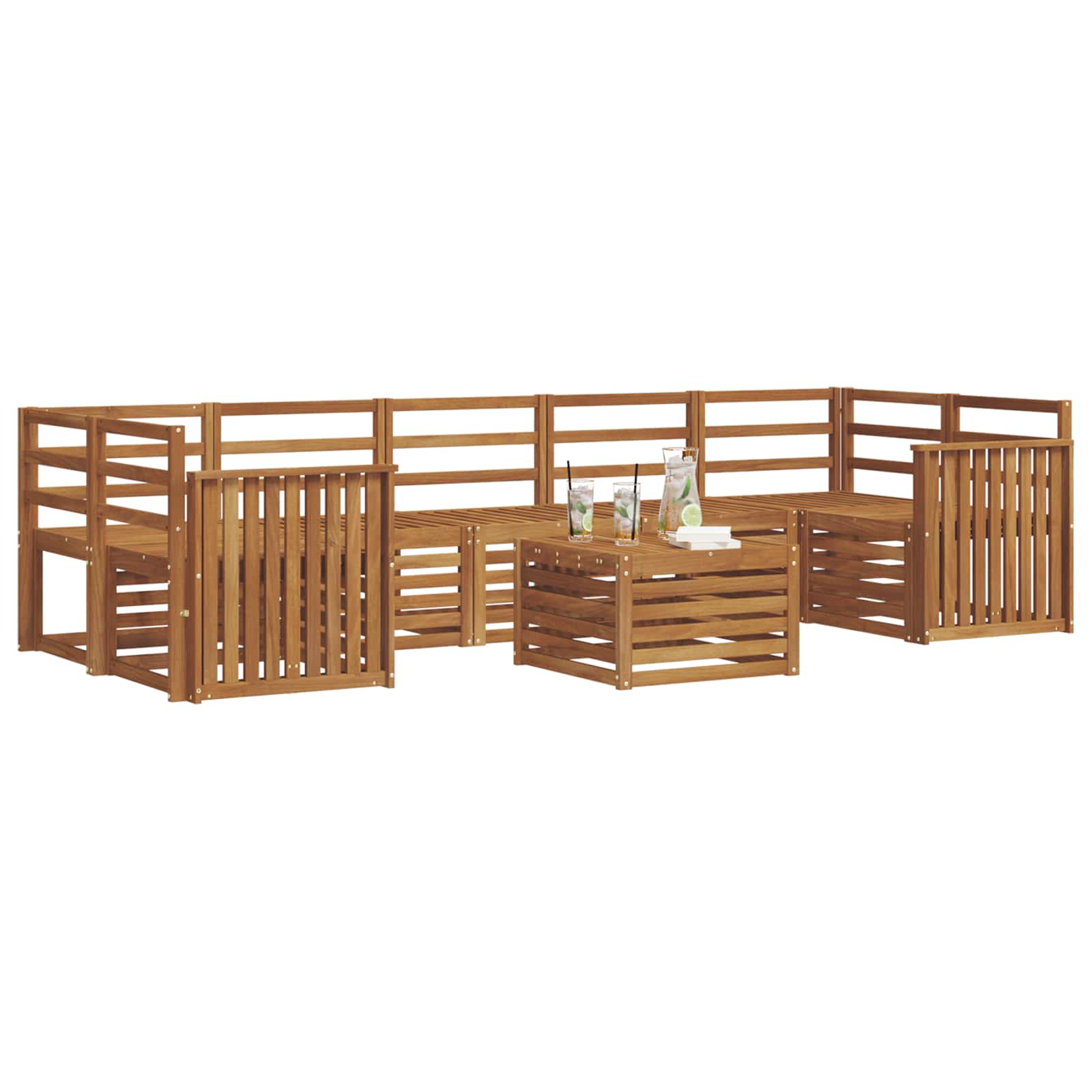 Σετ Καναπέ 8 pcs Φυσικό Στερεό Ξύλο Ακακίας - Pakobazaar