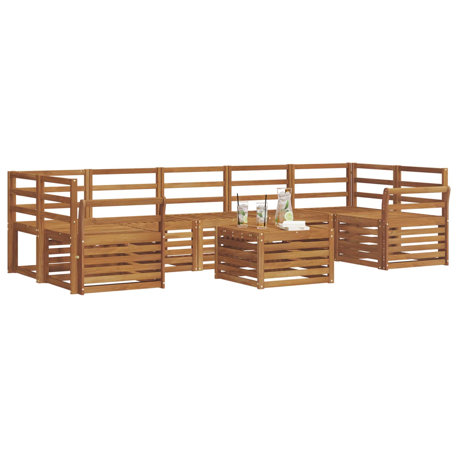 Σετ Καναπέ 8 pcs Φυσικό Στερεό Ξύλο Ακακίας - Pakobazaar
