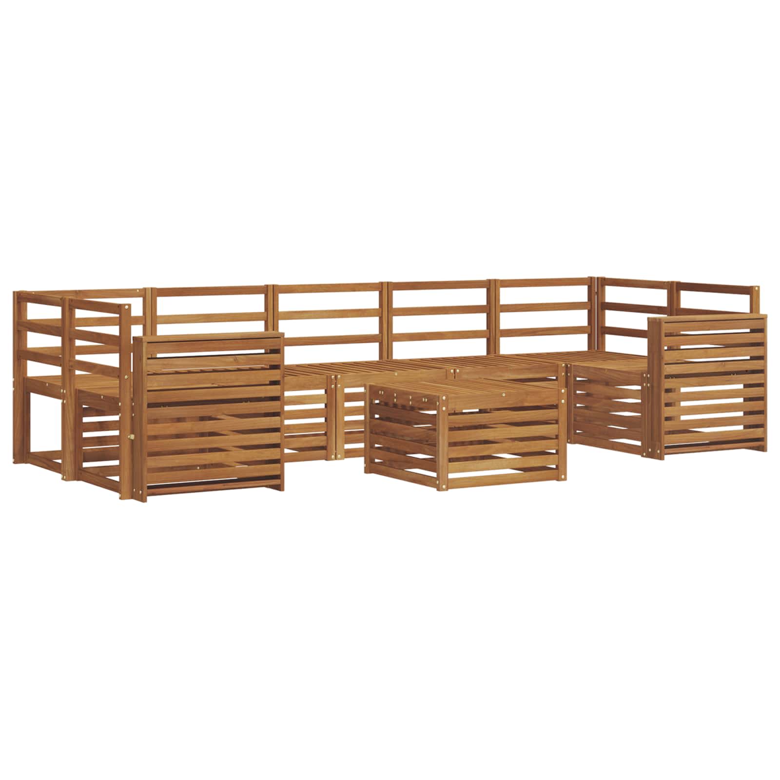 Σετ Καναπέ 8 pcs Φυσικό Στερεό Ξύλο Ακακίας - Pakobazaar