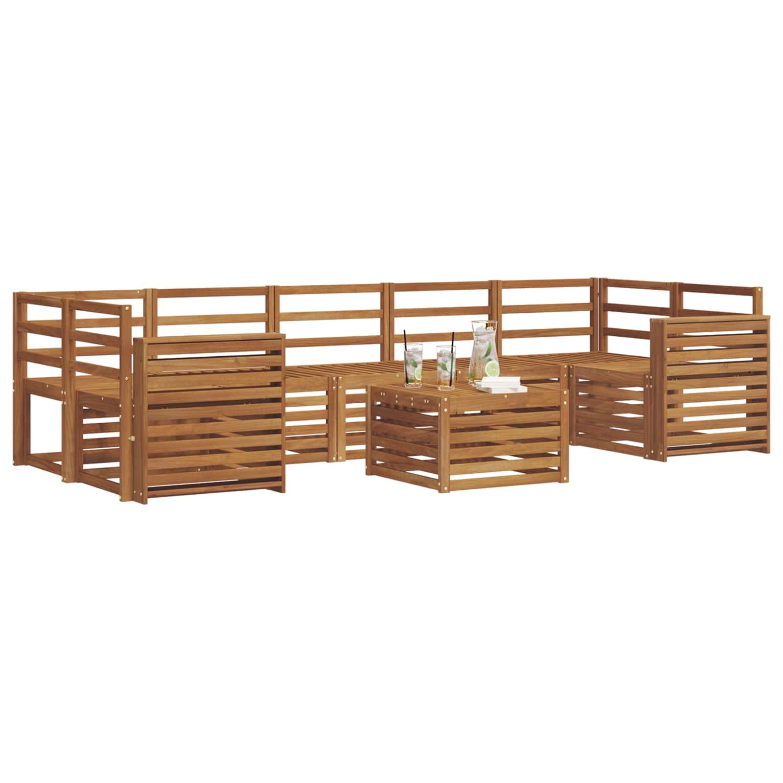 Σετ Καναπέ 8 pcs Φυσικό Στερεό Ξύλο Ακακίας - Pakobazaar