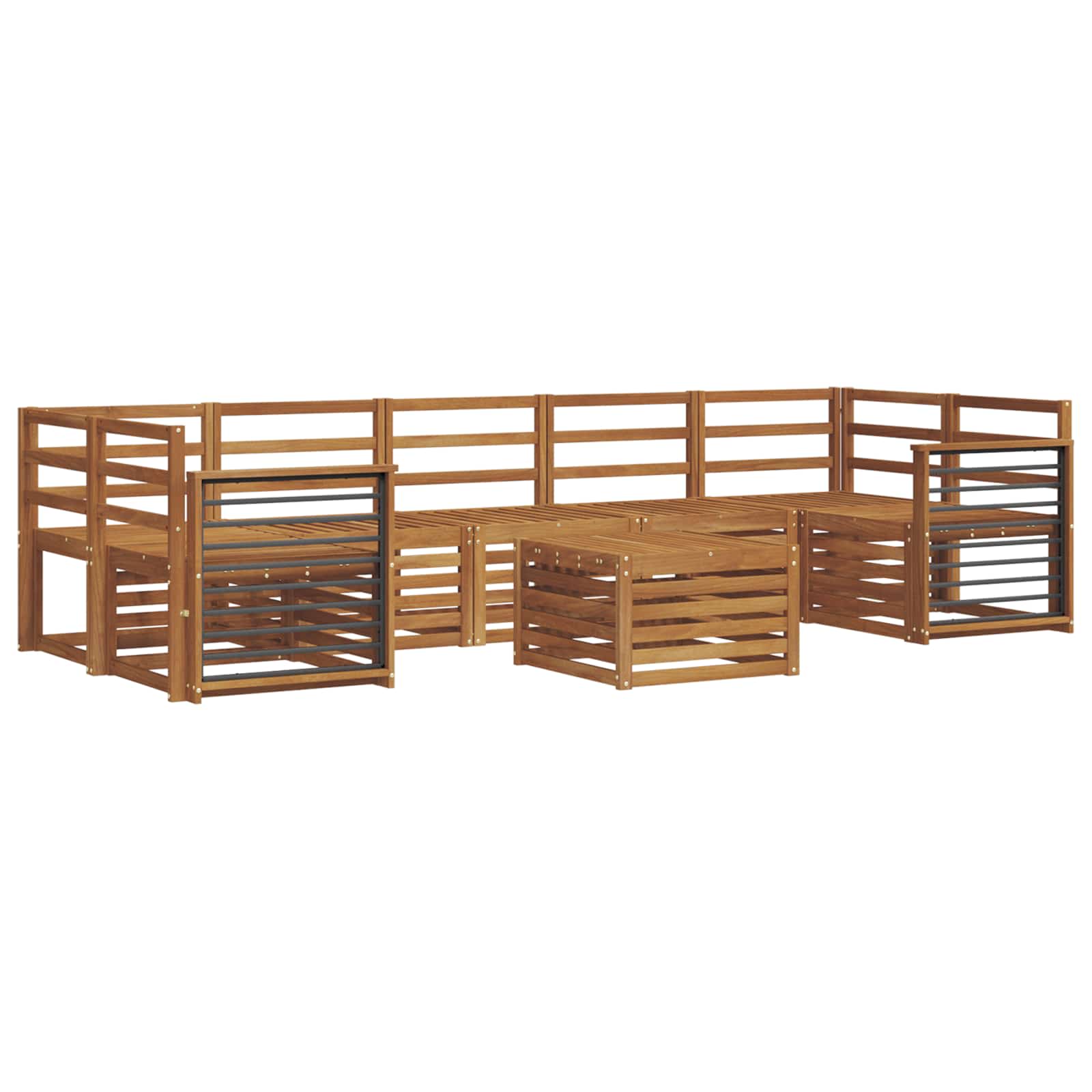 Σετ Καναπέ 8 pcs Φυσικό Στερεό Ξύλο Ακακίας - Pakobazaar