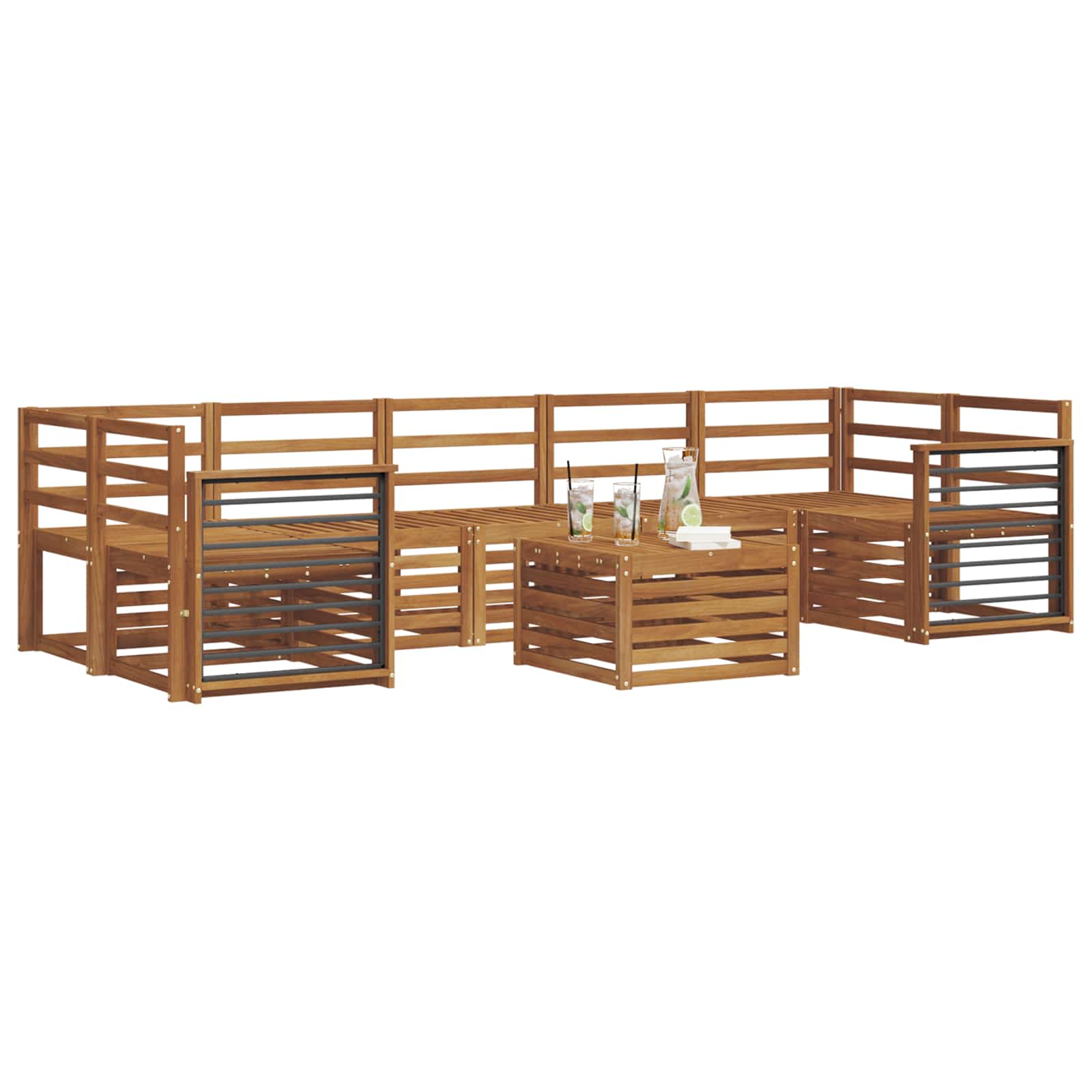 Σετ Καναπέ 8 pcs Φυσικό Στερεό Ξύλο Ακακίας - Pakobazaar