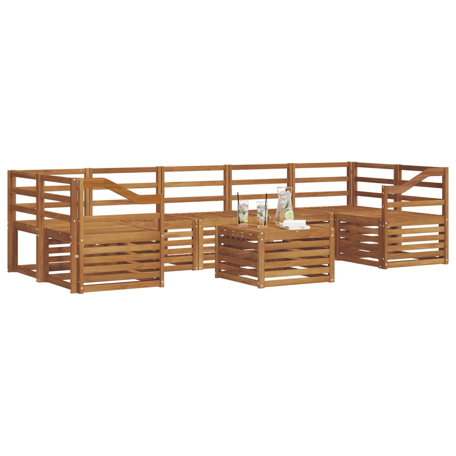 Σετ Καναπέ 8 pcs Φυσικό Στερεό Ξύλο Ακακίας - Pakobazaar