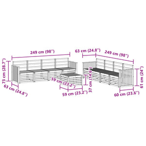 Σετ Καναπέ 9 pcs Φυσικό Στερεό Ξύλο Ακακίας - Pakobazaar