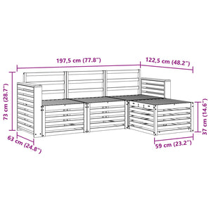 Σετ Καναπέ 4 pcs Φυσικό Στερεό Ξύλο Ακακίας - Pakobazaar