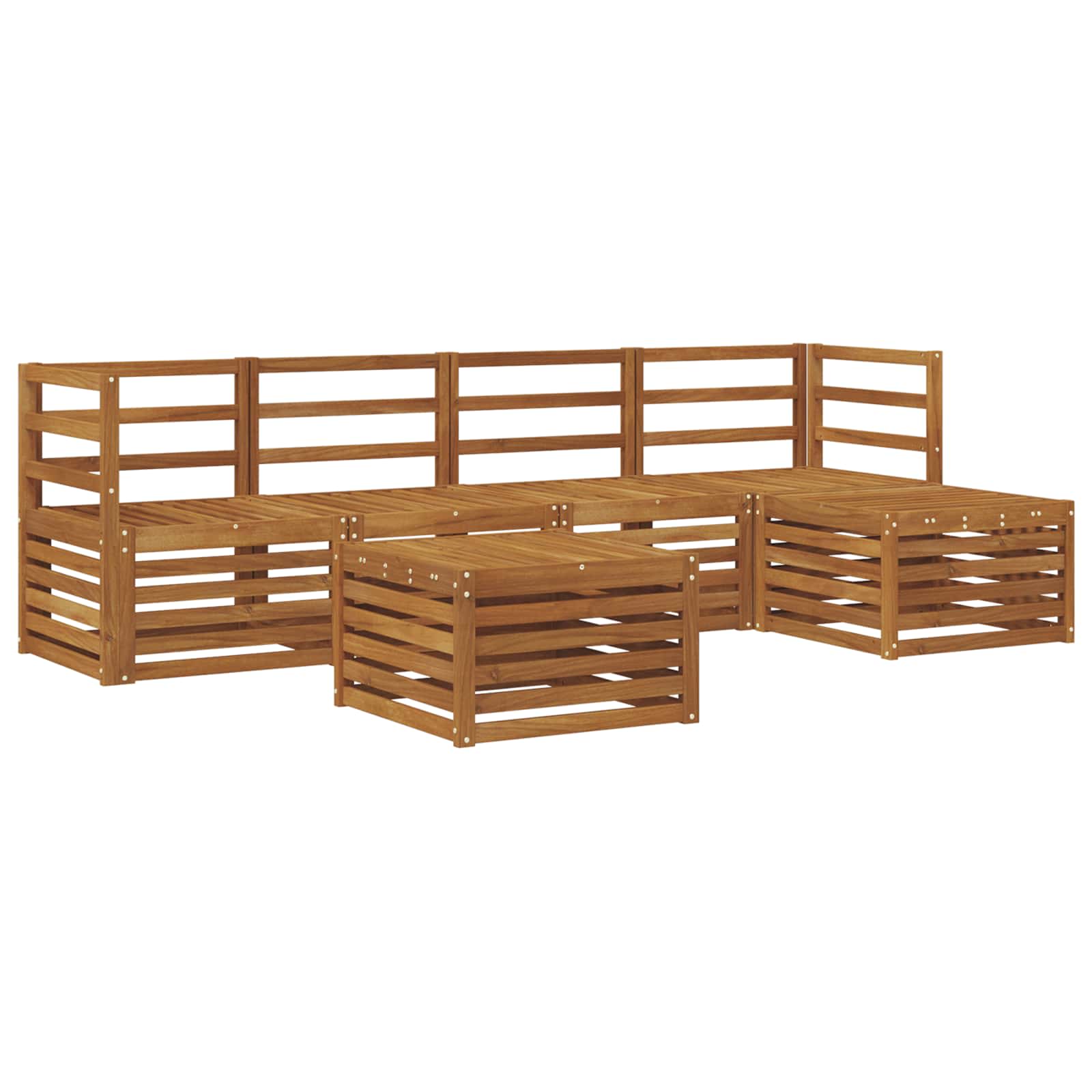 Σετ Καναπέ 6 pcs Φυσικό Στερεό Ξύλο Ακακίας - Pakobazaar