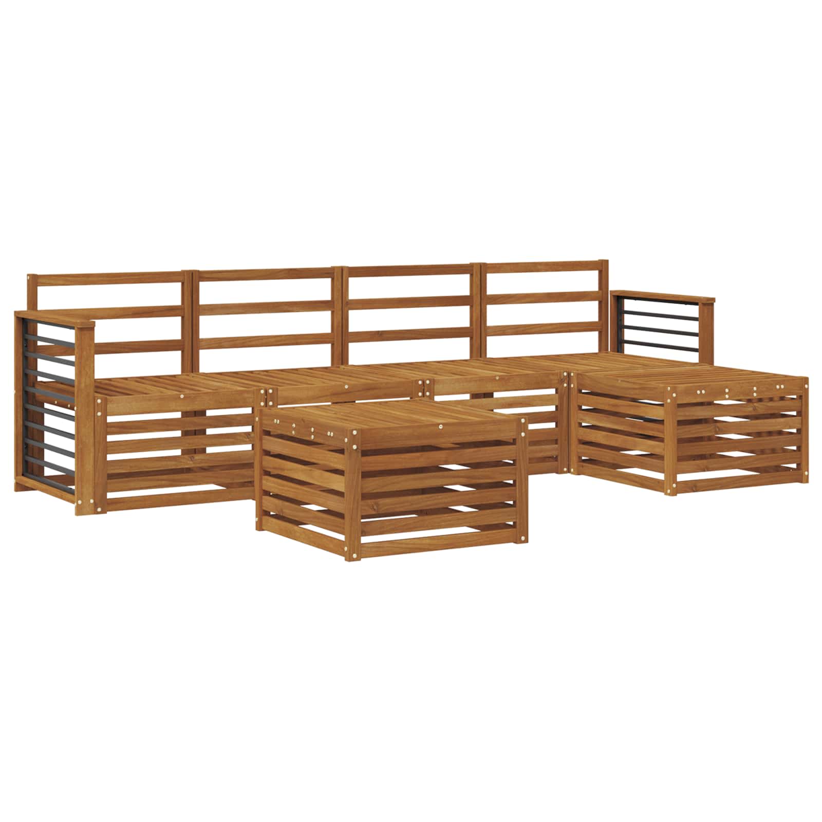 Σετ Καναπέ 6 pcs Φυσικό Στερεό Ξύλο Ακακίας - Pakobazaar