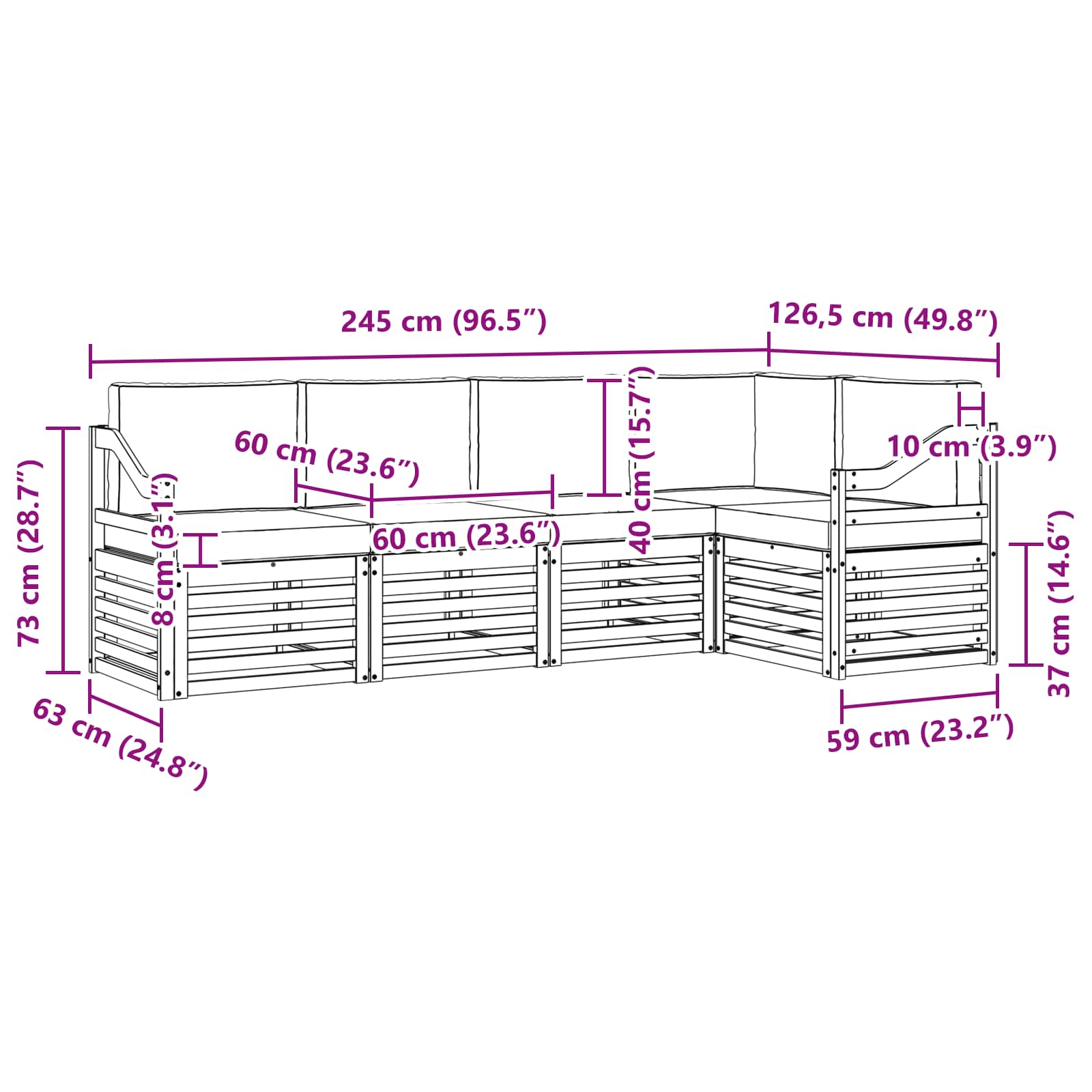 Σετ Καναπέ 5 pcs Φυσικό και Μπεζ Στερεό Ξύλο Ακακίας - Pakobazaar