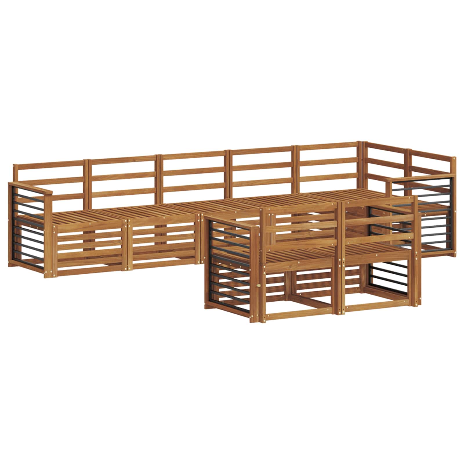 Σετ Καναπέ 8 pcs Φυσικό Στερεό Ξύλο Ακακίας - Pakobazaar