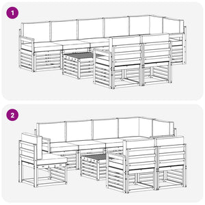 Σετ Καναπέ 9 pcs Φυσικό και Μπεζ Στερεό Ξύλο Ακακίας - Pakobazaar