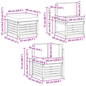 Σετ Καναπέ 6 pcs Φυσικό και Ανοιχτό Γκρι Στερεό Ξύλο Ακακίας - Pakobazaar