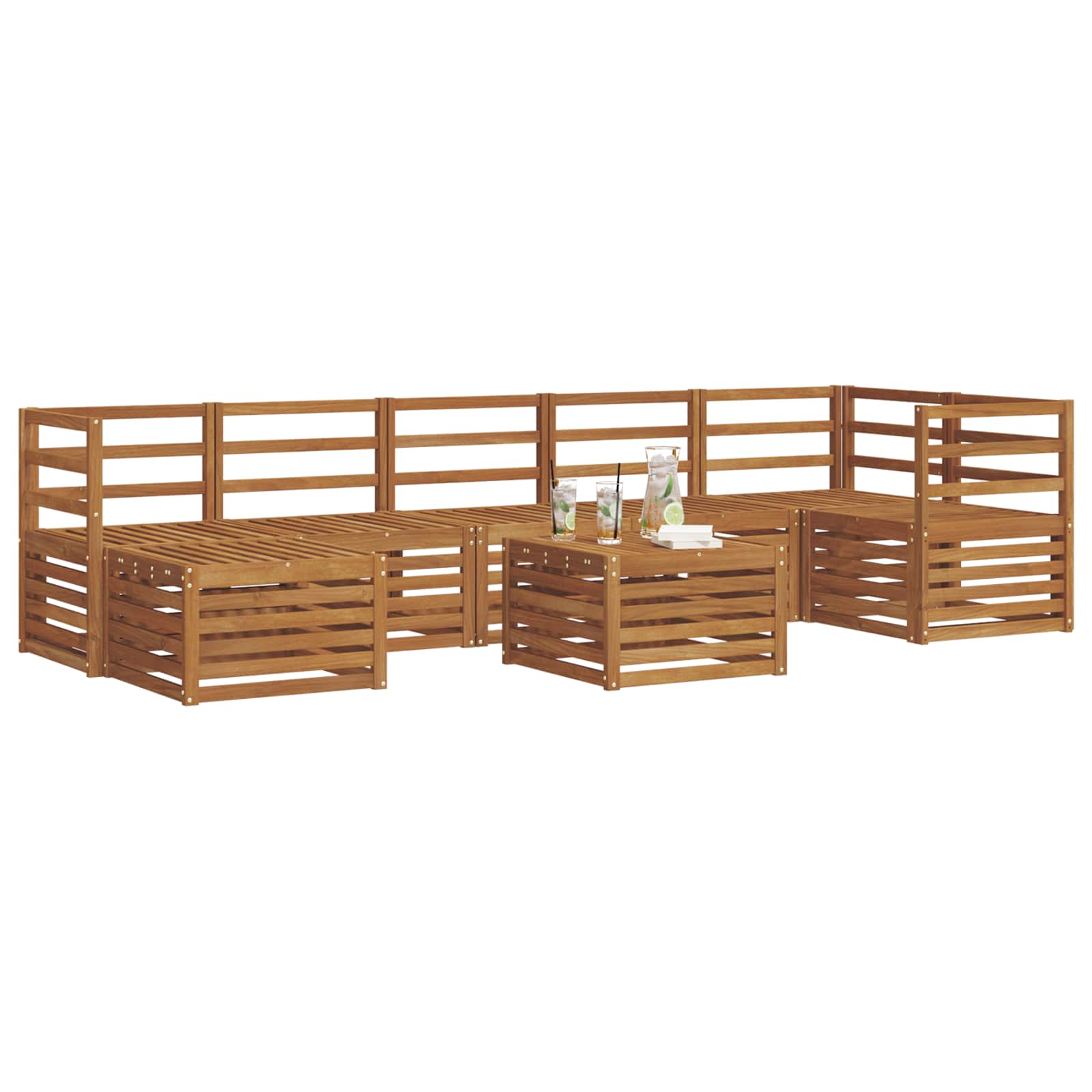 Σετ Καναπέ 8 pcs Φυσικό Στερεό Ξύλο Ακακίας - Pakobazaar