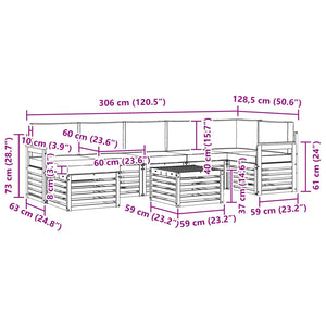 Σετ Καναπέ 8 pcs Φυσικό και Ανοιχτό Γκρι Στερεό Ξύλο Ακακίας - Pakobazaar