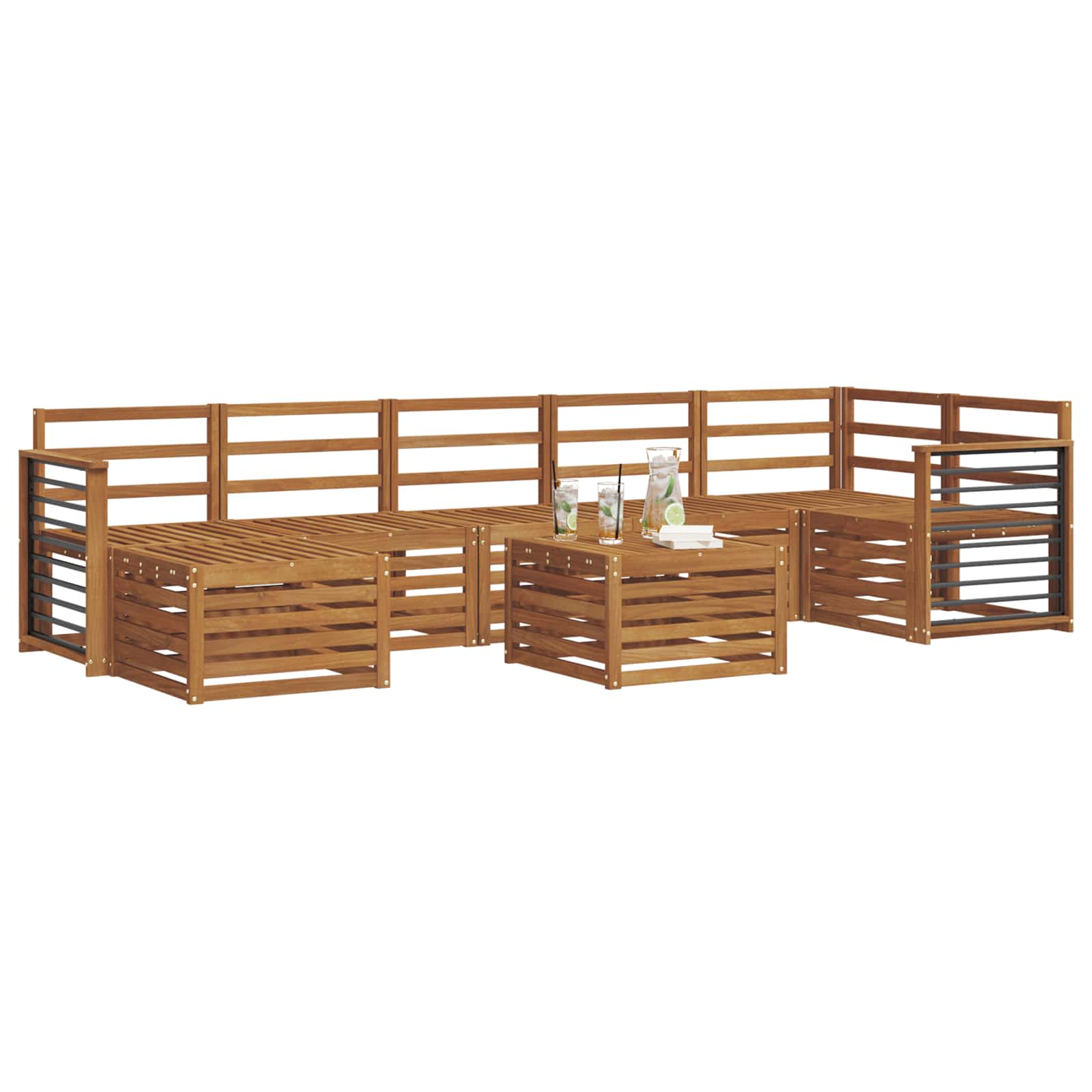 Σετ Καναπέ 8 pcs Φυσικό Στερεό Ξύλο Ακακίας - Pakobazaar
