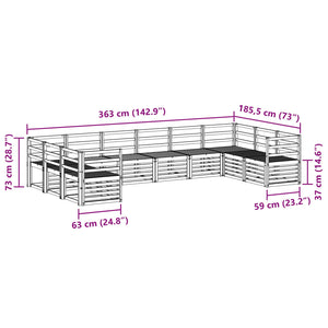Σετ Καναπέ 10 pcs Φυσικό Στερεό Ξύλο Ακακίας - Pakobazaar