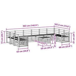 Σετ Καναπέ 11 pcs Φυσικό Στερεό Ξύλο Ακακίας - Pakobazaar