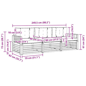 Σειρά Καναπέ Εξωτερικού με μαξιλάρι 3 pcs Φυσικό και Ανθρακί - Pakobazaar