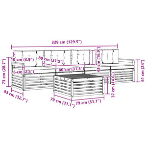 Σειρά Καναπέ Εξωτερικού με μαξιλάρι 5 pcs Φυσικό και Ανθρακί - Pakobazaar