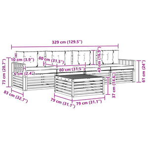 Σειρά Καναπέ Εξωτερικού με μαξιλάρι 5 pcs Φυσικό και Ανθρακί - Pakobazaar