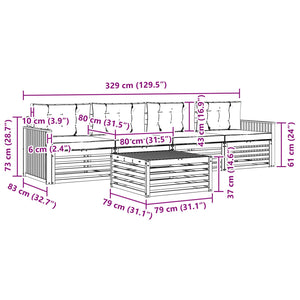 Σειρά Καναπέ Εξωτερικού με μαξιλάρι 5 pcs Φυσικό και Μπεζ - Pakobazaar