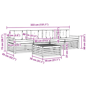 Σειρά Καναπέ Εξωτερικού με μαξιλάρι 5 pcs Φυσικό και Κρέμα - Pakobazaar