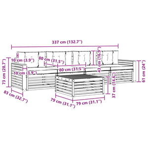 Σειρά Καναπέ Εξωτερικού με μαξιλάρι 5 pcs Φυσικό και Μπεζ - Pakobazaar