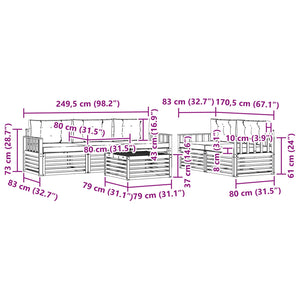 Σειρά Καναπέ Εξωτερικού με μαξιλάρι 6 pcs Φυσικό και Ανθρακί - Pakobazaar