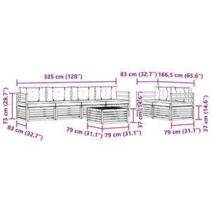 Σειρά Καναπέ Εξωτερικού 7 pcs Φυσικό και Ανοιχτό Γκρι - Pakobazaar