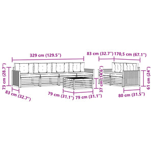 Σειρά Καναπέ Εξωτερικού με μαξιλάρι 7 pcs Φυσικό και Κρέμα - Pakobazaar