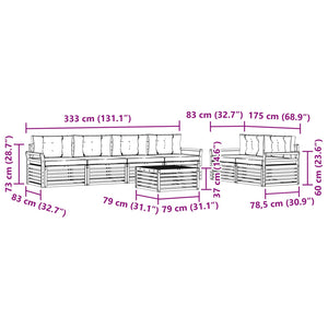 Σειρά Καναπέ Εξωτερικού με μαξιλάρι 7 pcs Φυσικό και Μπεζ - Pakobazaar