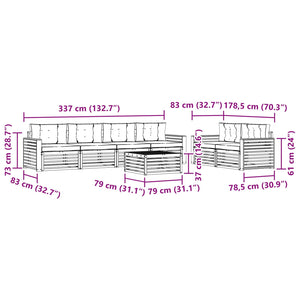 Σειρά Καναπέ Εξωτερικού με μαξιλάρι 7 pcs Φυσικό και Κρέμα - Pakobazaar