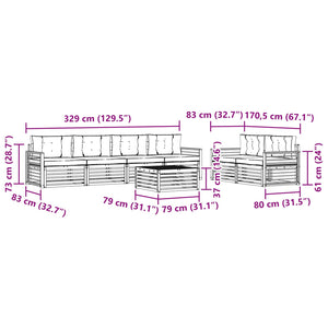 Σειρά Καναπέ Εξωτερικού 7 pcs Φυσικό και Ανοιχτό Γκρι - Pakobazaar