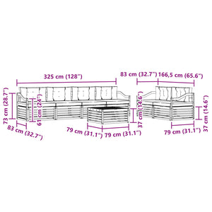 Σειρά Καναπέ Εξωτερικού με μαξιλάρι 7 pcs Φυσικό και Μπεζ - Pakobazaar
