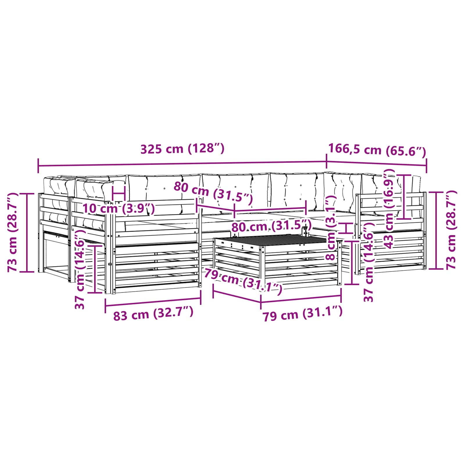 Σειρά Καναπέ Εξωτερικού με μαξιλάρι 8 pcs Φυσικό και Μπεζ - Pakobazaar