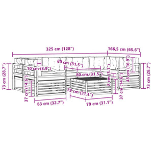 Σειρά Καναπέ Εξωτερικού με μαξιλάρι 8 pcs Φυσικό και Κρέμα - Pakobazaar